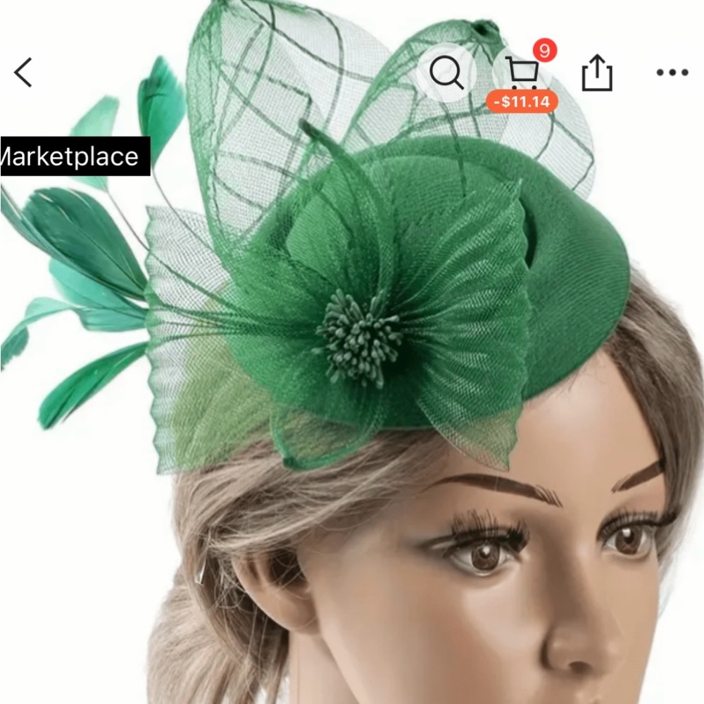 Green fascinator Kentucky Derby, tea party, church hat